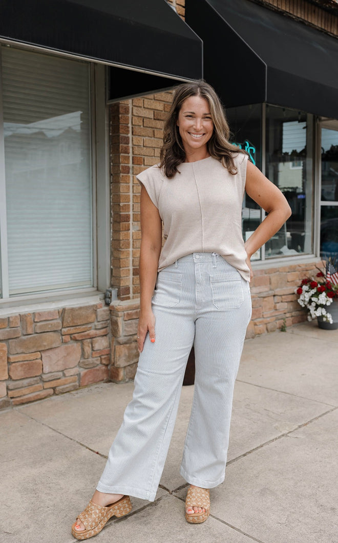 Patch Pocket Wide Leg Stripe
