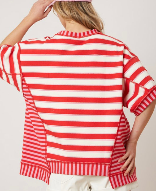 Fawn Cherry Striped Tunic