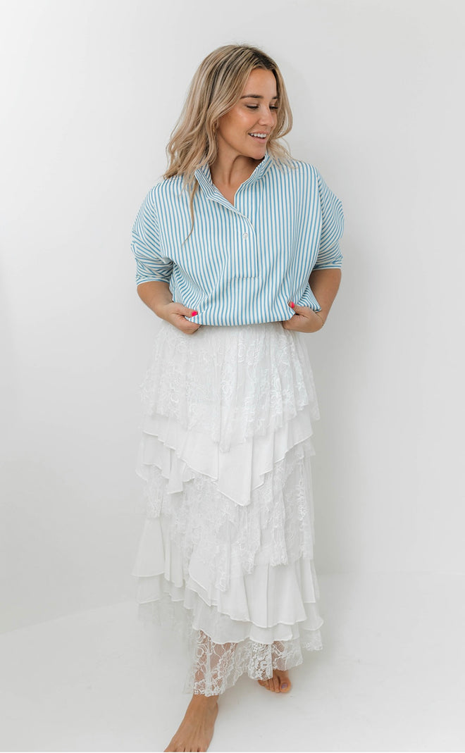 Off White Ruffle Maxi