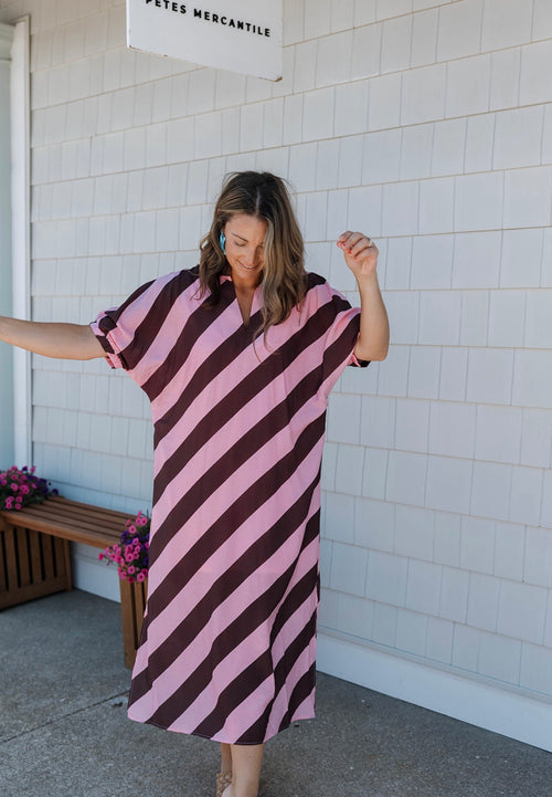 Crossline Stripe Midi Dress