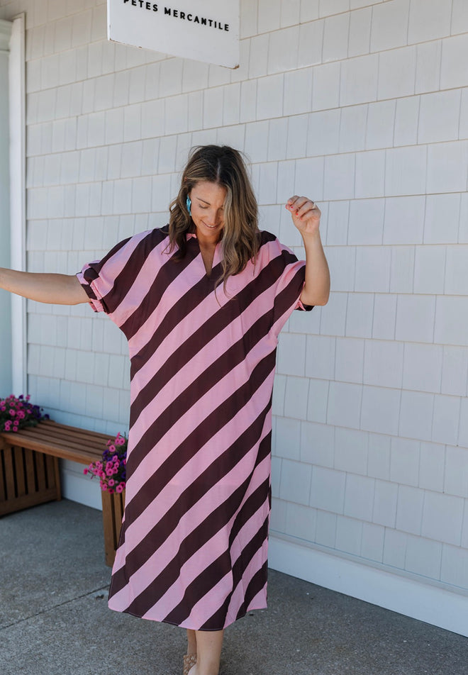 Crossline Stripe Midi Dress
