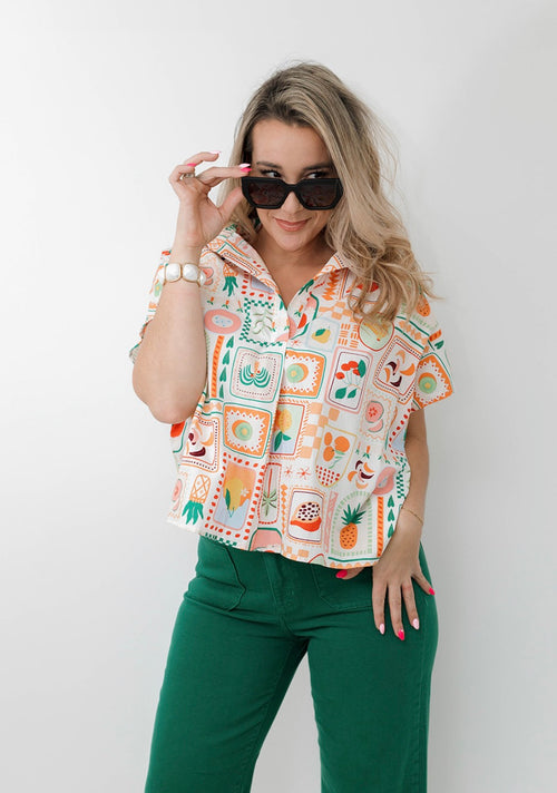 Fruit Basket V Neck Top
