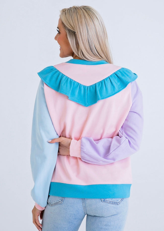 Colorblock Ruffle Sweatshirt