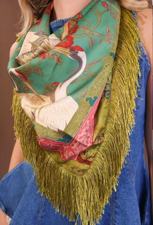 Crane Fringe Scarf