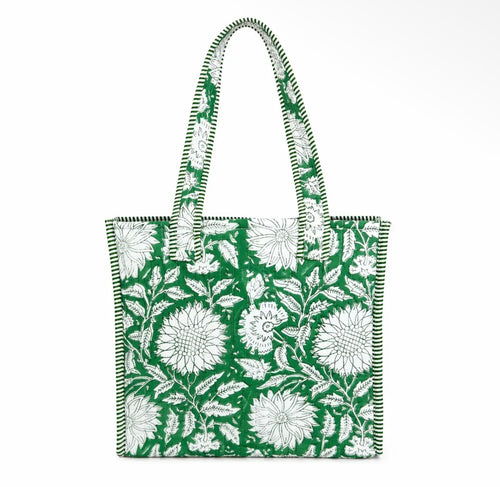 Block Print Mini Tote Green