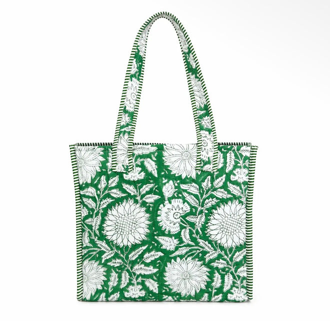 Block Print Mini Tote Green