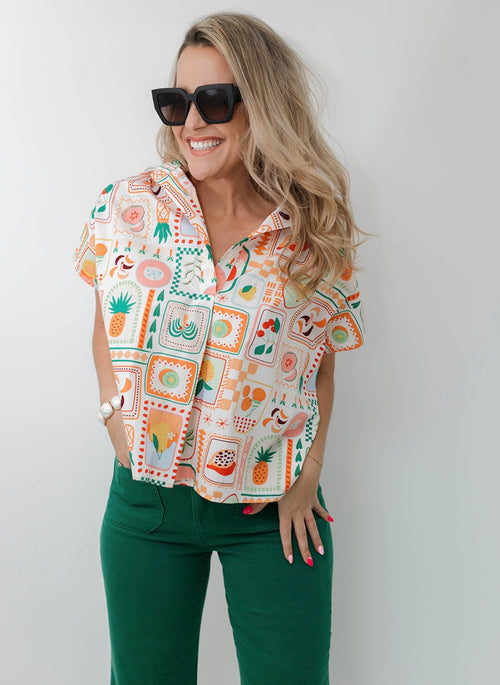 Fruit Basket V Neck Top