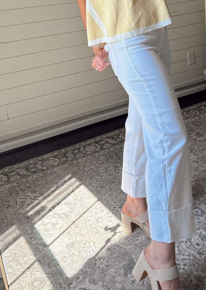 Keaton Scissor-Cut Wide Leg Jeans cuffed