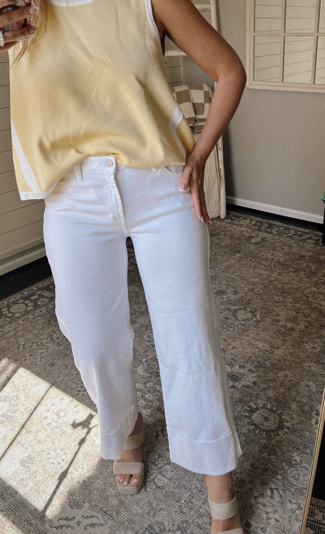 Keaton Scissor-Cut Wide Leg Jeans cuffed