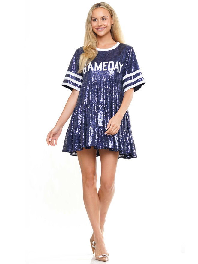 Babydoll Sequin Game Day Dress