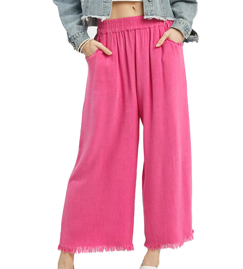 Harlow Frayed Hem Wide-Leg Pants