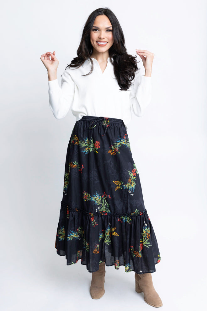 Floral Poplin Maxi Skirt