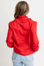 Red Poplin Ruffle Neck Top