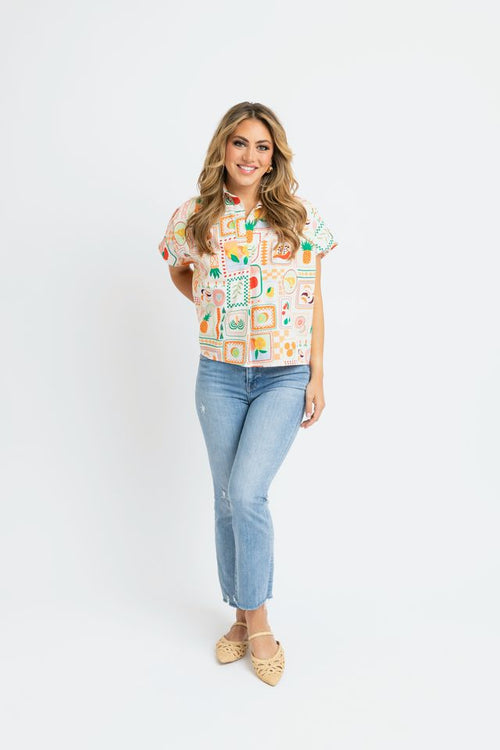 Fruit Basket V Neck Top