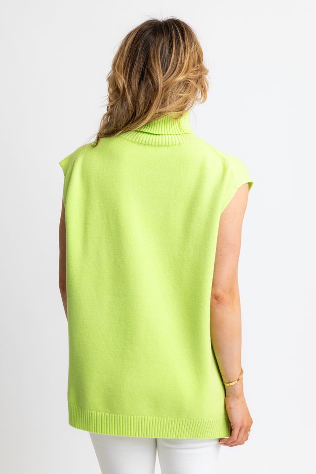 Solid Sleeveless Turtleneck Sweater