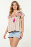 Embroidered Tassle Tie Top