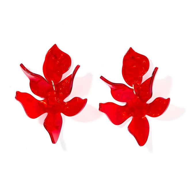 Flora Statement Pearlized Red Earrings