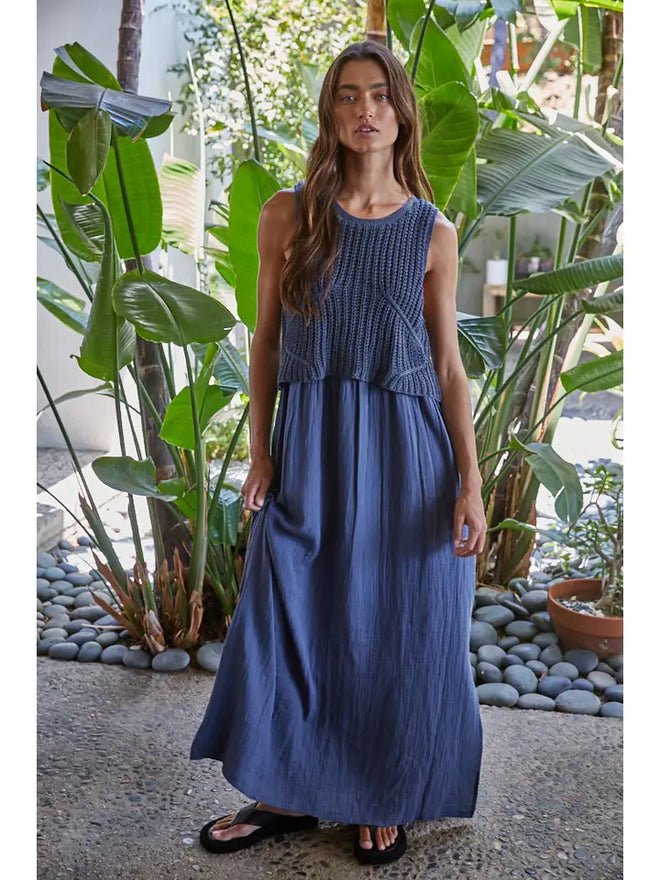 Knit Sweater Flare Midi Dress