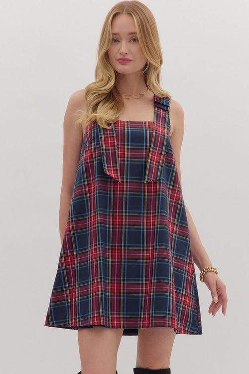 Strappy Tartan Mini Dress