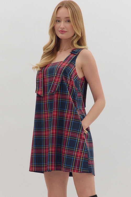 Strappy Tartan Mini Dress