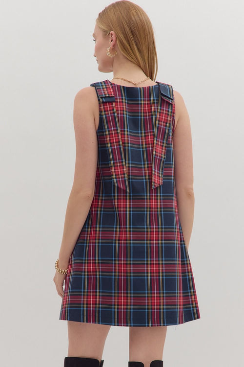 Strappy Tartan Mini Dress