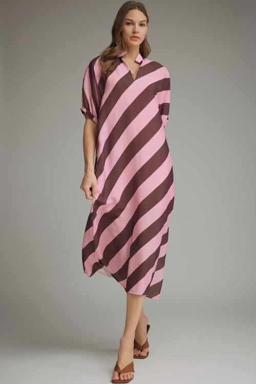 Crossline Stripe Midi Dress