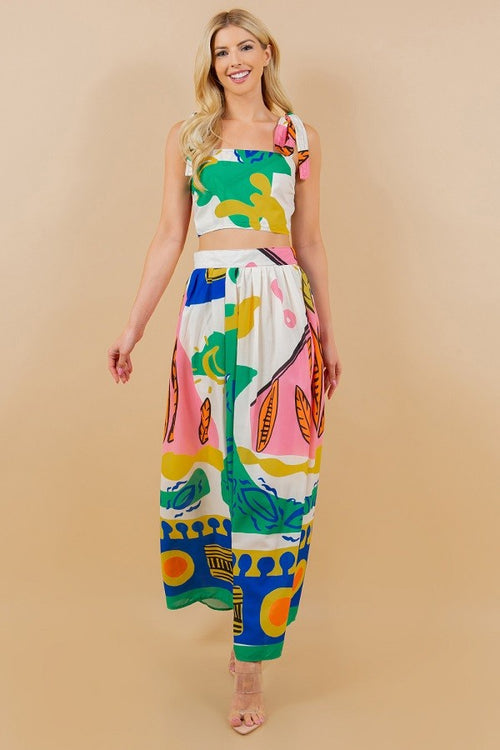 Printed Coast Midi Skirt