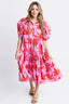 Palm Floral Tier Midi Dress