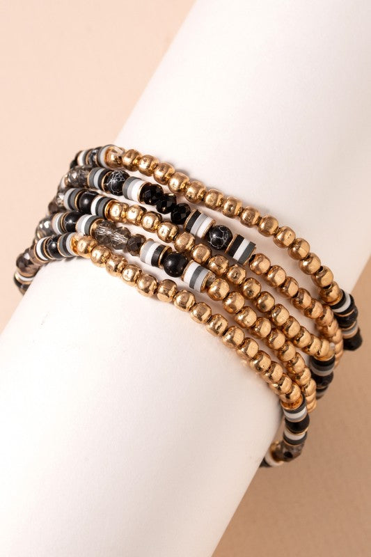 Metal Glass Beads Bracelet Set